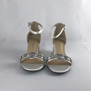Betsey Johnson Silver Heels with Rhinestone Embellishments